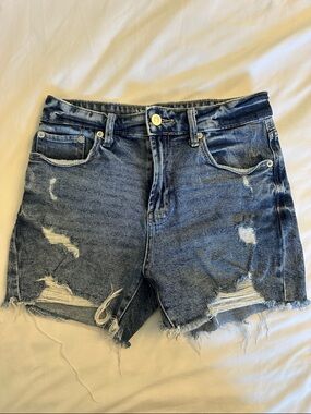 No Boundaries Distressed Denim Jean Shorts - Blue